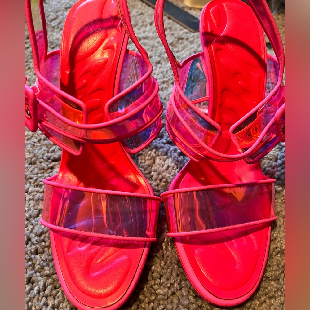 Vibrant Pink Strappy Christian Louboutin Sandals- slightly used